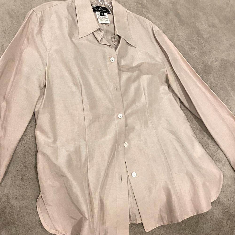 Les Copains silk button-up dove grey shirt